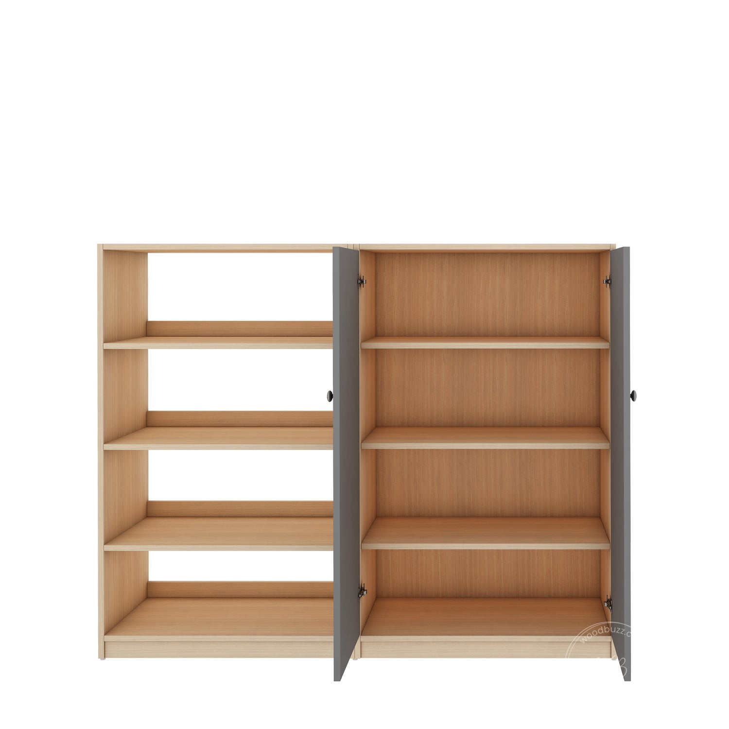 Alcott Bookcase | Beige Teak and Grey