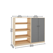 Alcott Bookcase | Beige Teak and Grey