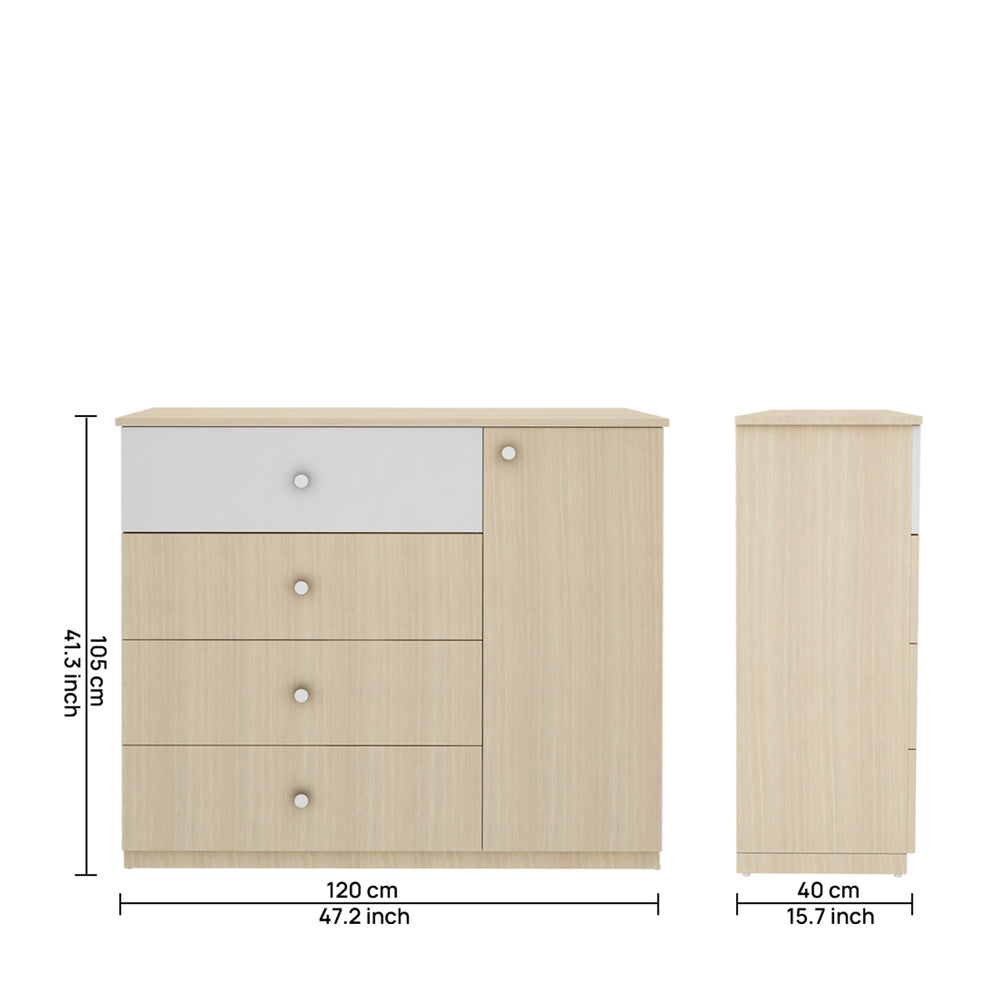 Boaz Chest of Drawers | Beige Teak and Frosty White