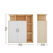 Nevera Shoe Cabinet | Beige Teak and Frosty White