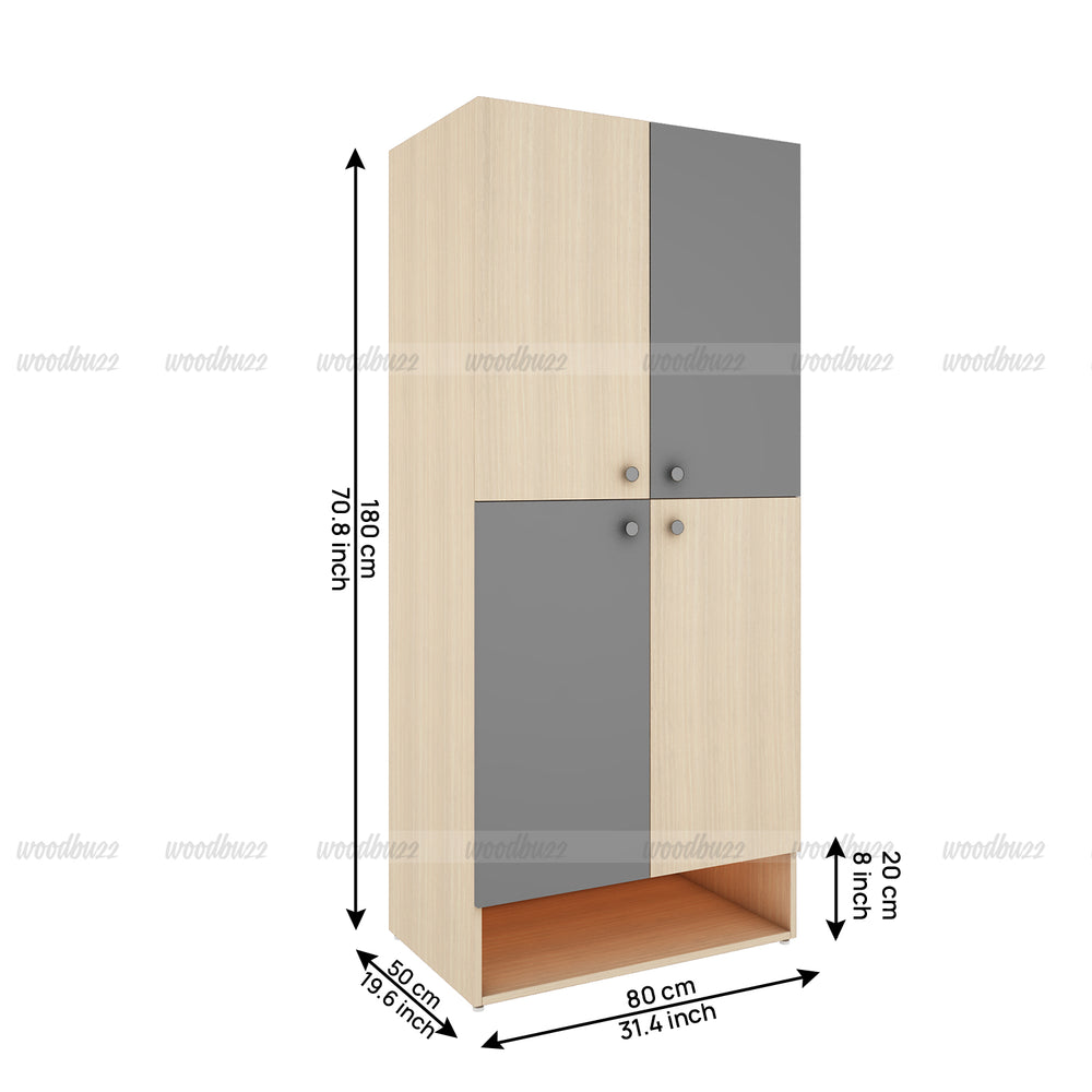 Charles Wardrobe - Beige Teak & Grey