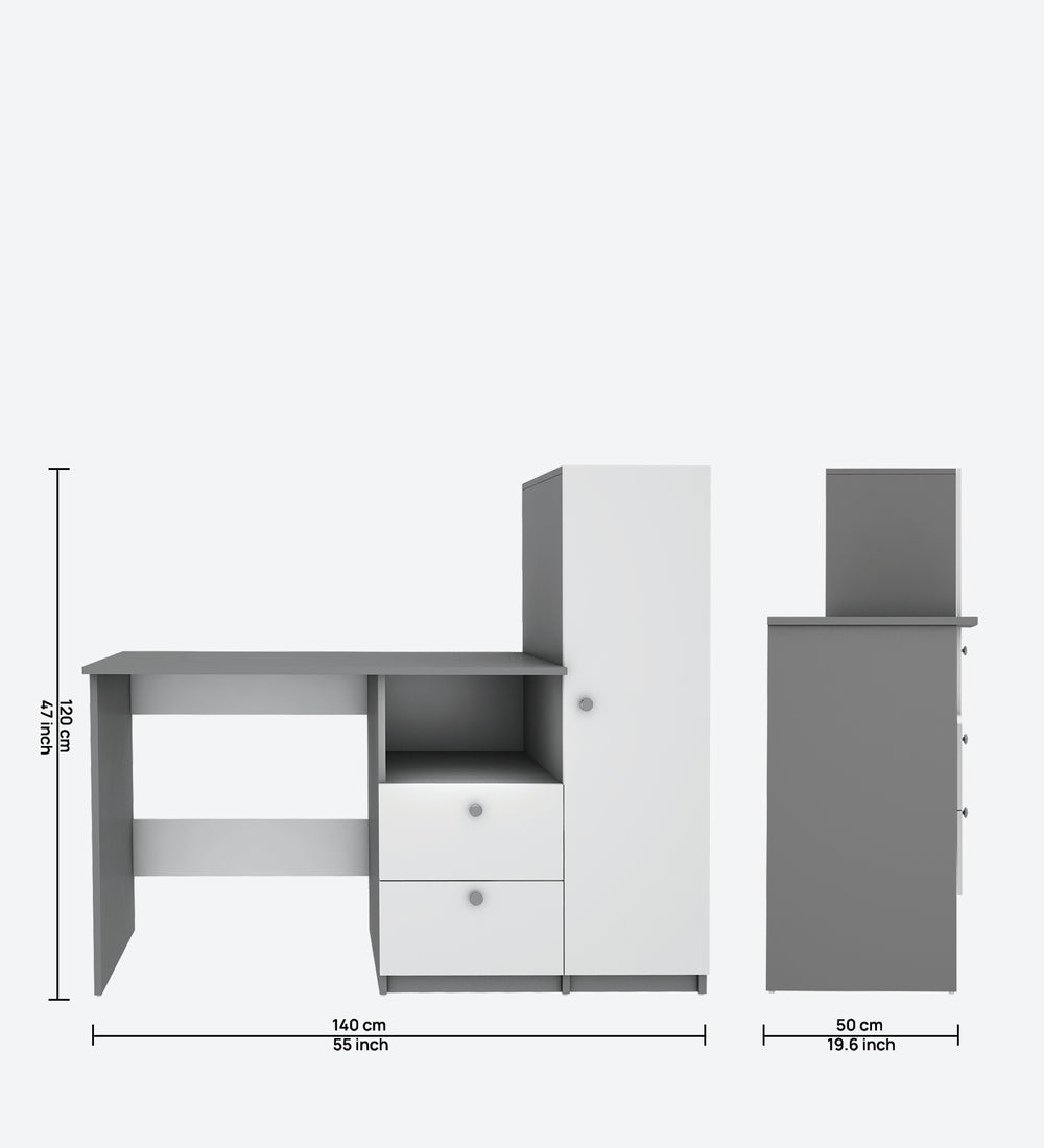 Derrick Study Table | Frosty White and Grey