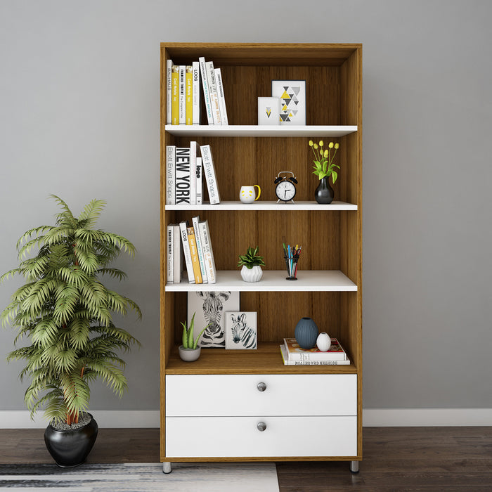Lasker Bookcase | Exotic Teak and Frosty White