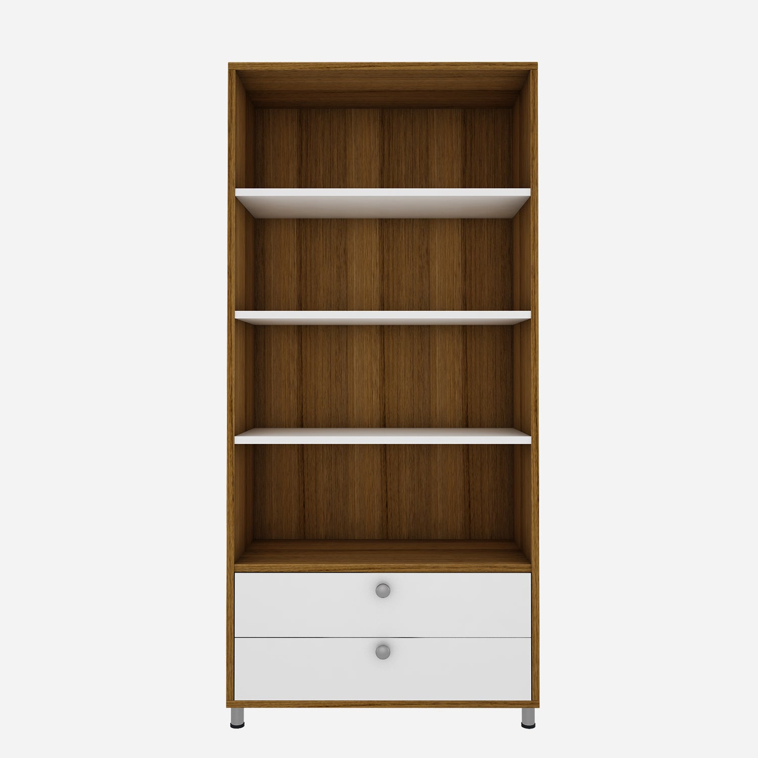 Lasker Bookcase | Exotic Teak and Frosty White
