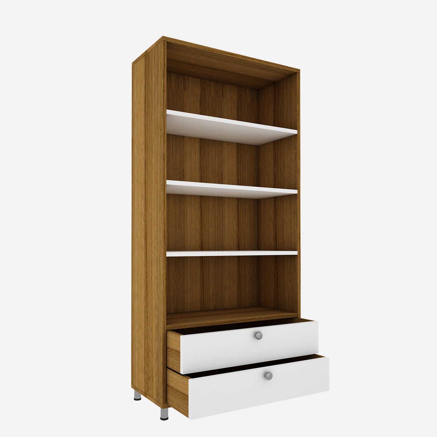 Lasker Bookcase | Exotic Teak and Frosty White