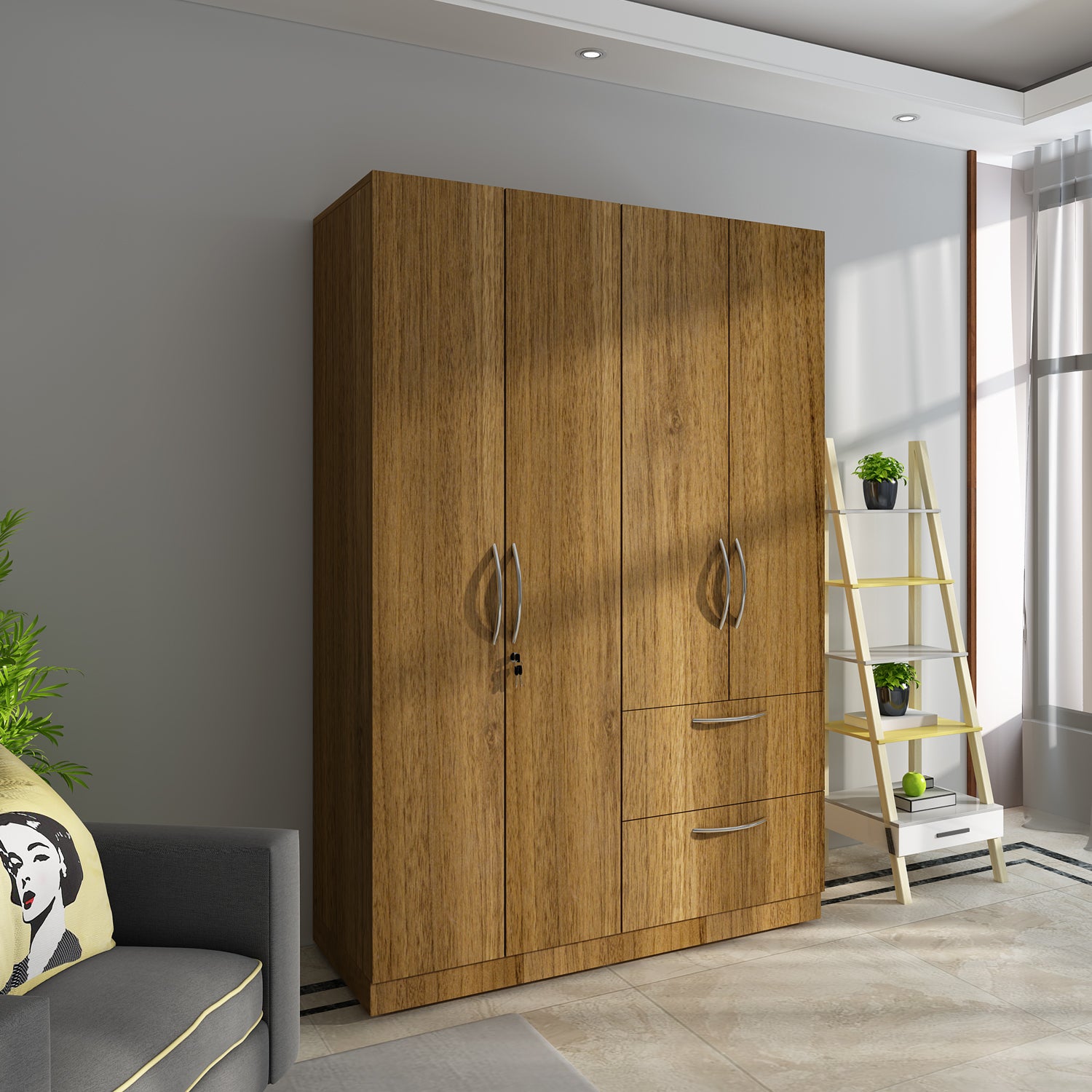 Cortina 4 Door Wardrobe - Exotic Teak