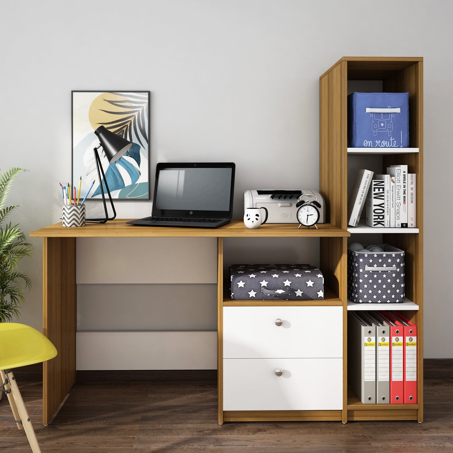 Claret Study Table | Exotic Teak and Frosty White