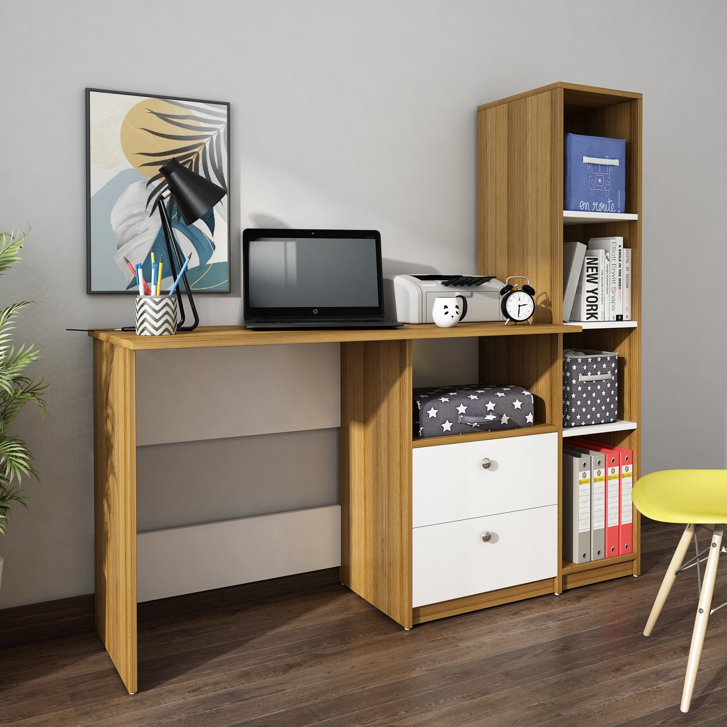 Claret Study Table | Exotic Teak and Frosty White