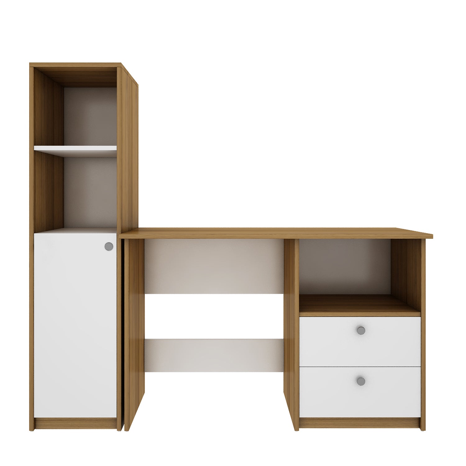 Mistral Home Office Table | Exotic Teak and Frosty White