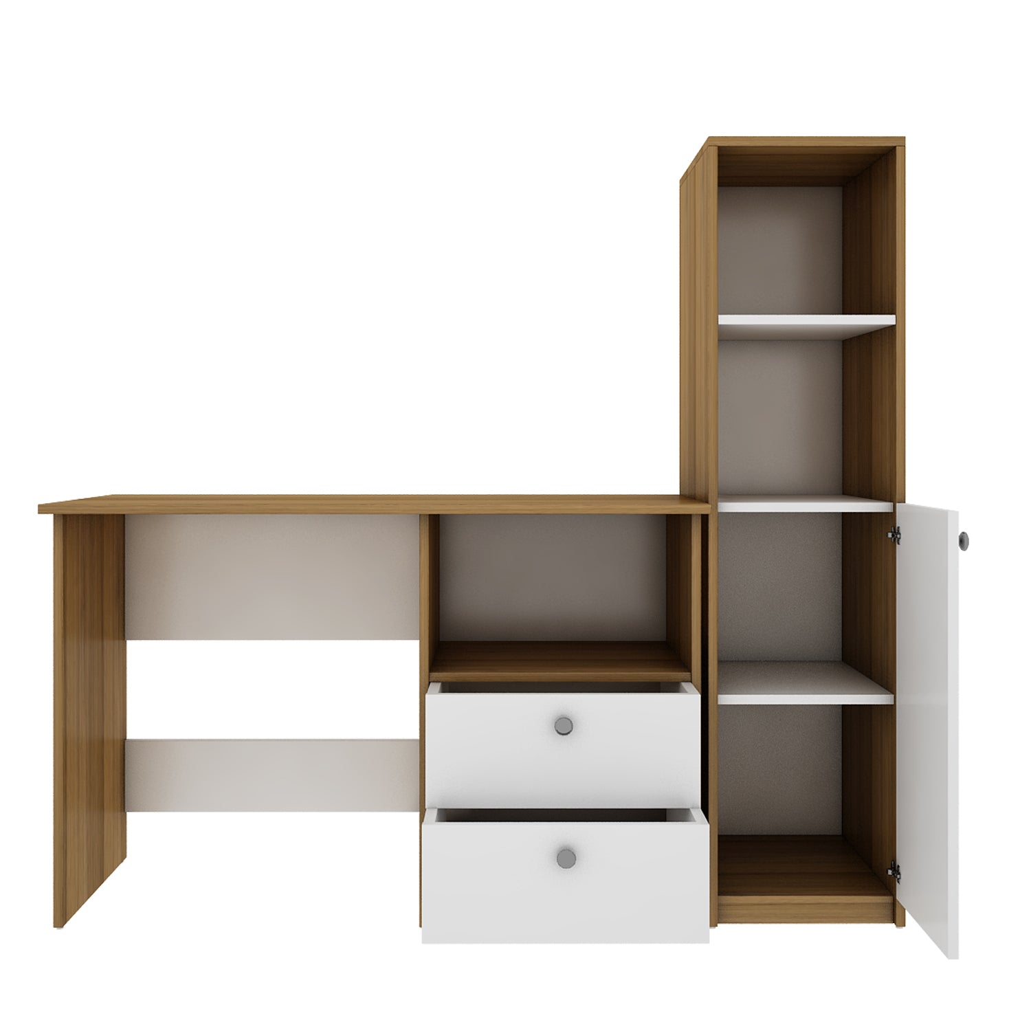 Mistral Home Office Table | Exotic Teak and Frosty White