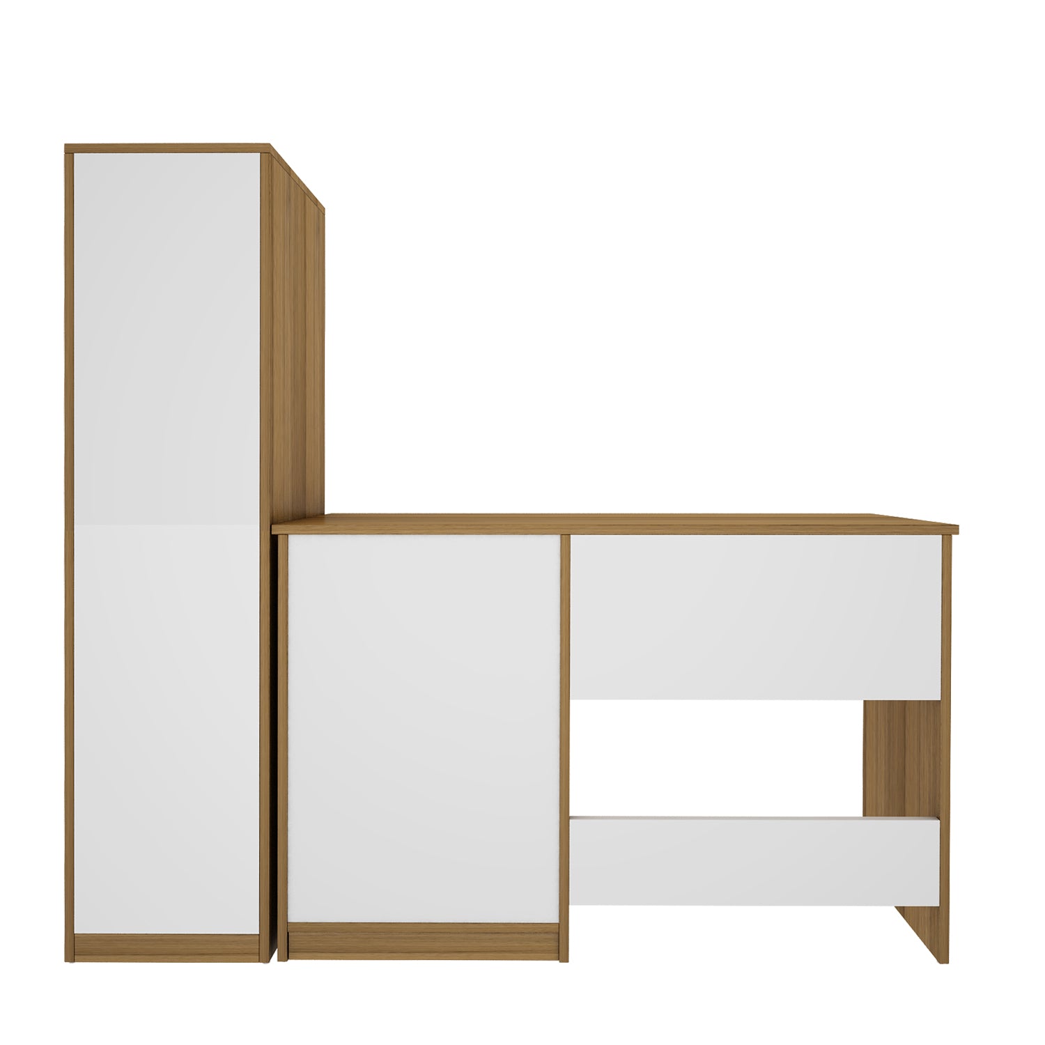 Mistral Home Office Table | Exotic Teak and Frosty White