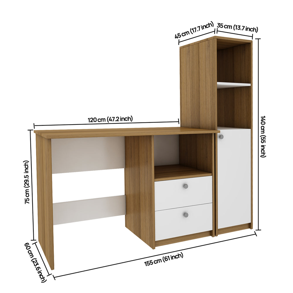 Mistral Home Office Table | Exotic Teak and Frosty White