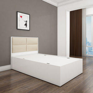 Titan Upholstered Single Bed - Frosty White