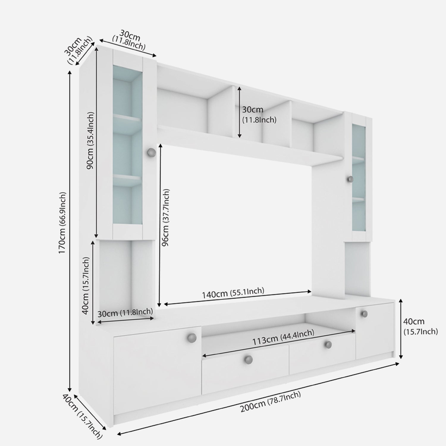 Benji TV Unit | 55 Inch TV | Frosty White