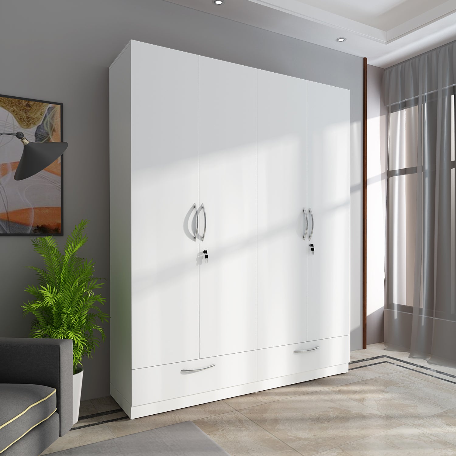 Emerald 4 Door Wardrobe - Frosty White