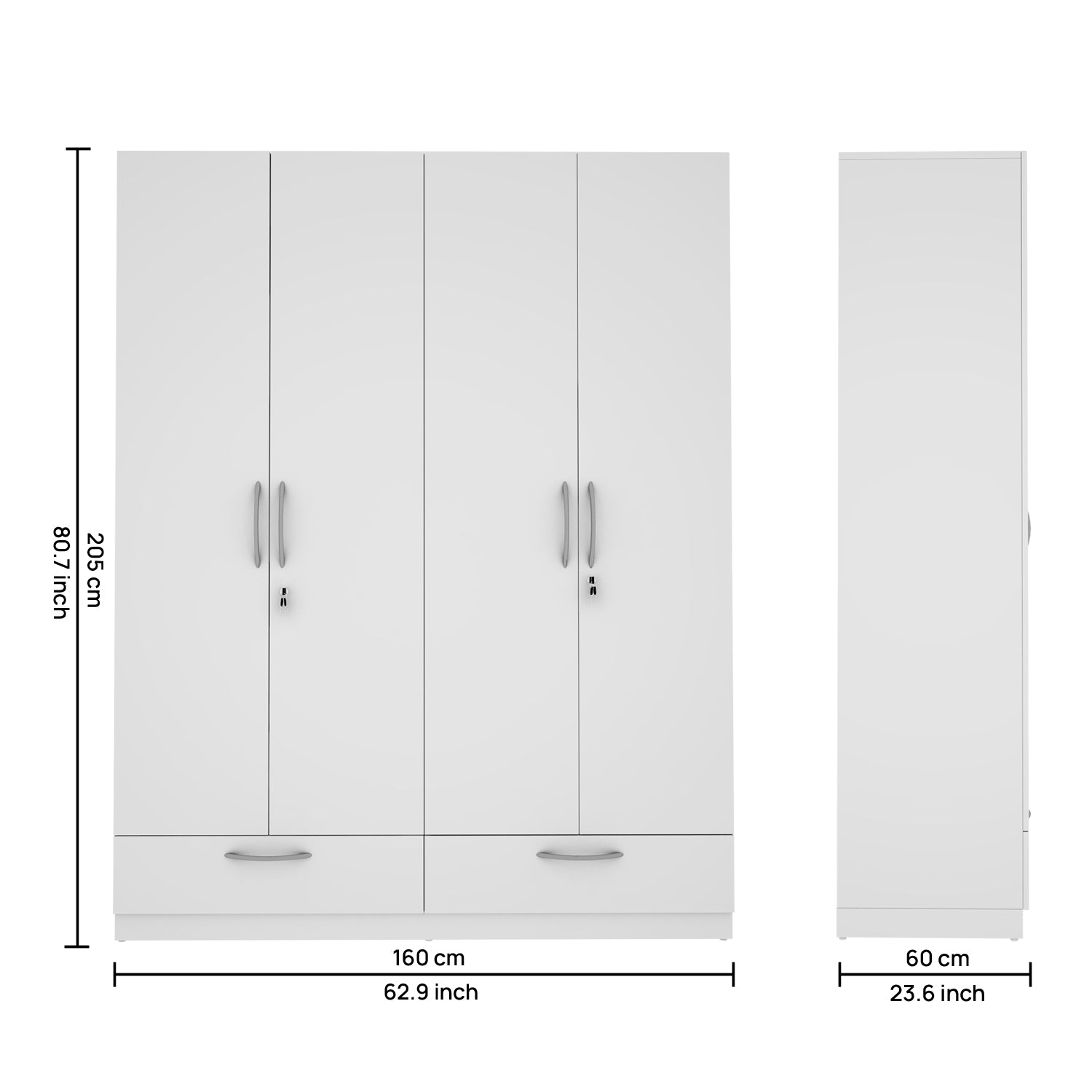 Emerald 4 Door Wardrobe - Frosty White