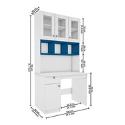 Swotty Study Table with O/H Storage | Frosty White and Blue