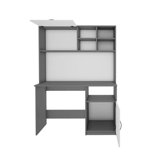 Passion Study Table- Grey & Frosty White