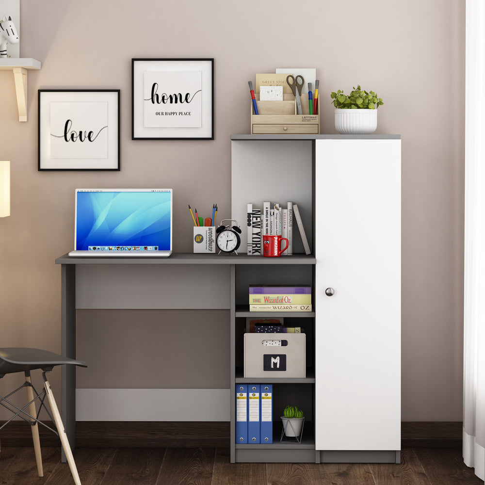 Marvel Home Office Table | Grey and Frosty White