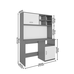 Passion Study Table- Grey & Frosty White