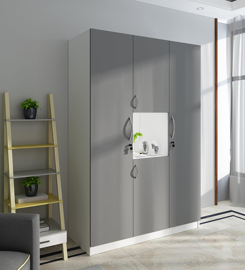 Castle 4 Door Wardrobe, Grey & Frosty White