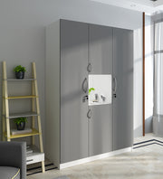 Castle 4 Door Wardrobe, Grey & Frosty White
