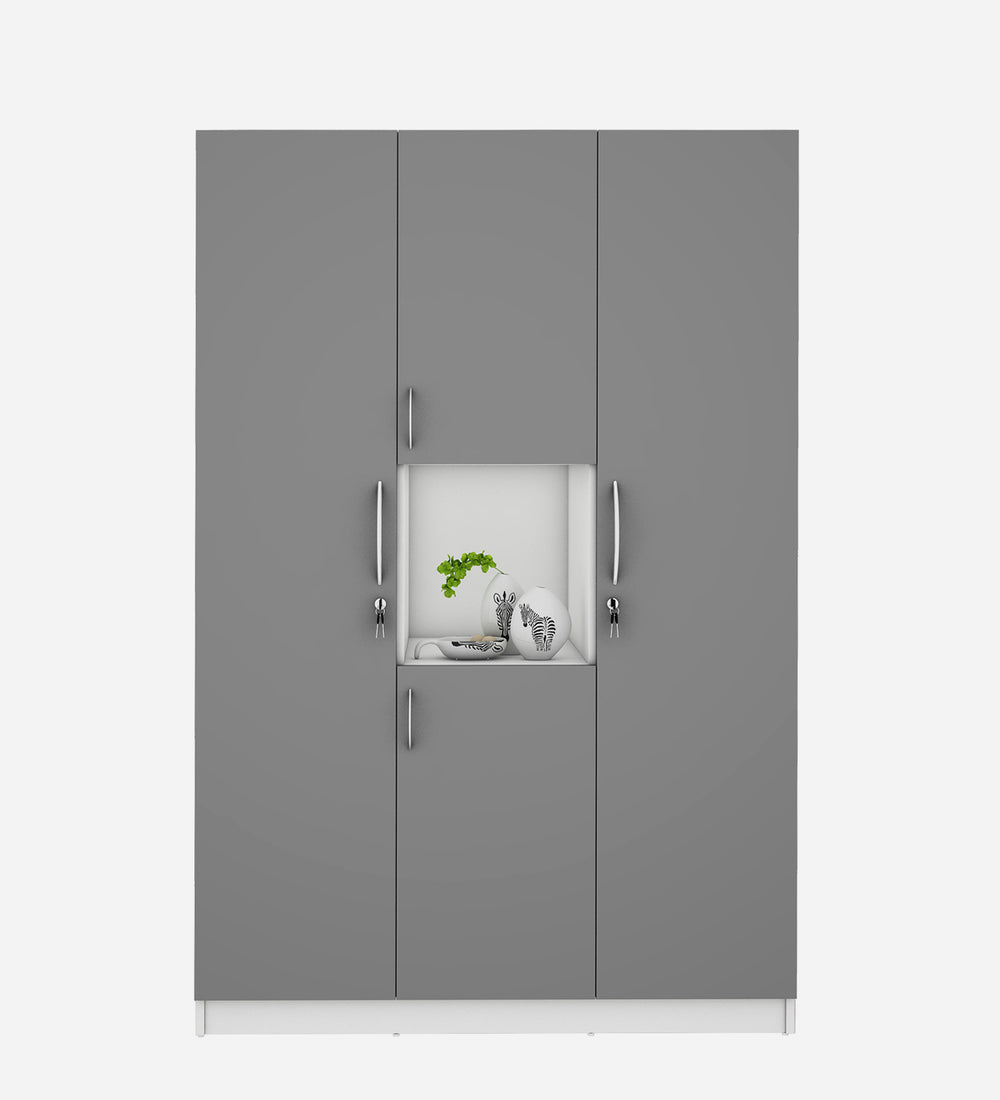 Castle 4 Door Wardrobe, Grey & Frosty White