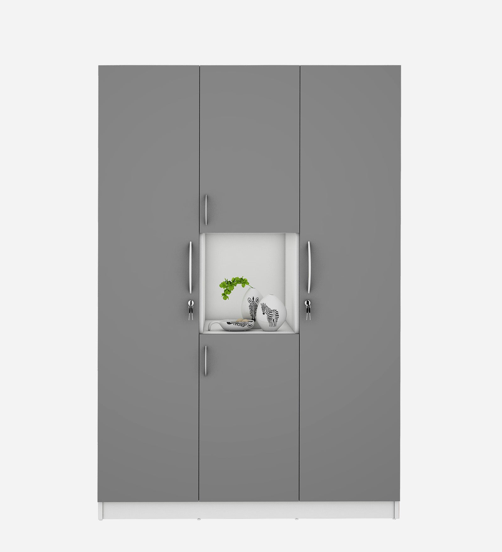 Castle 4 Door Wardrobe, Grey & Frosty White
