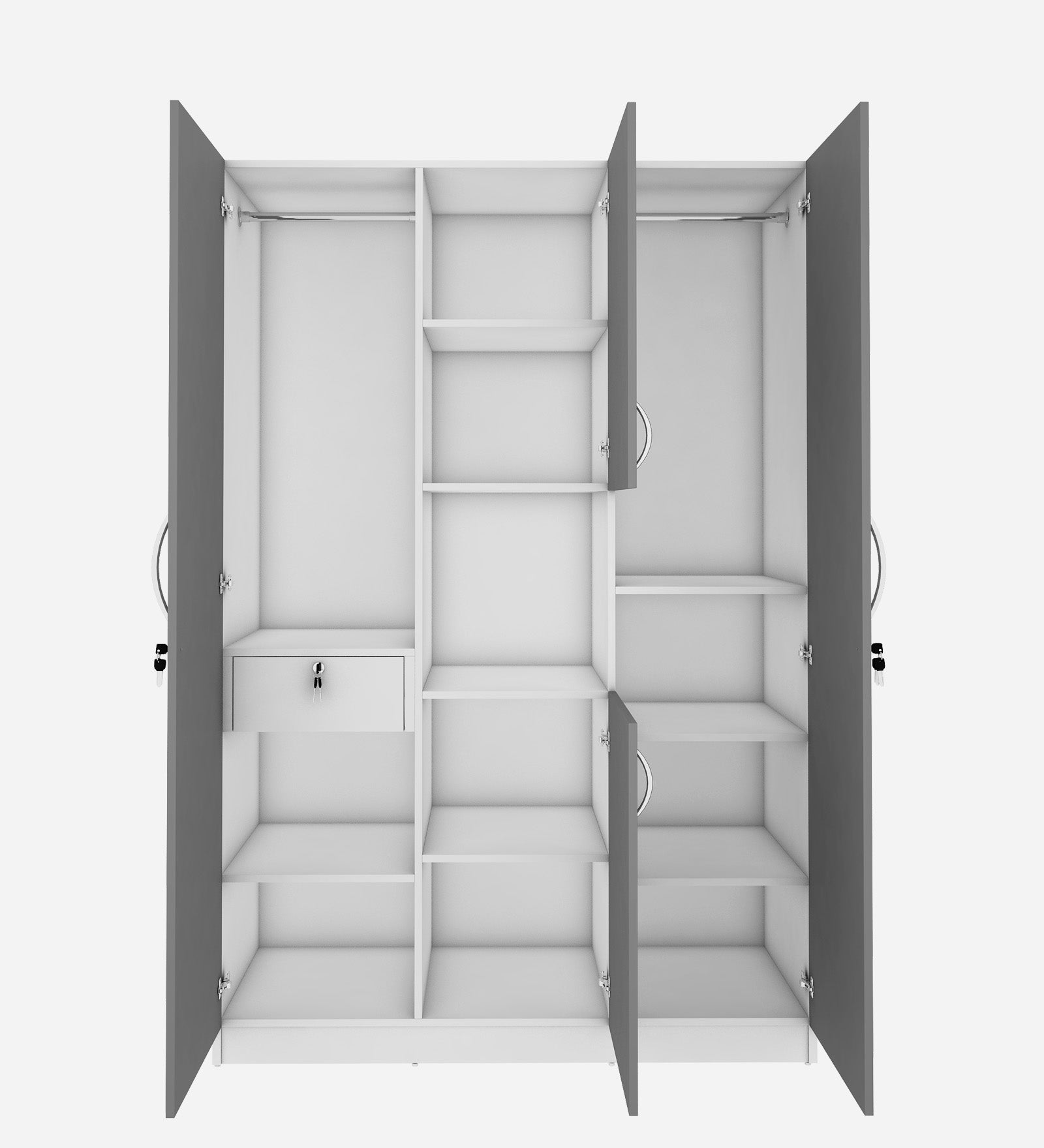 Castle 4 Door Wardrobe, Grey & Frosty White