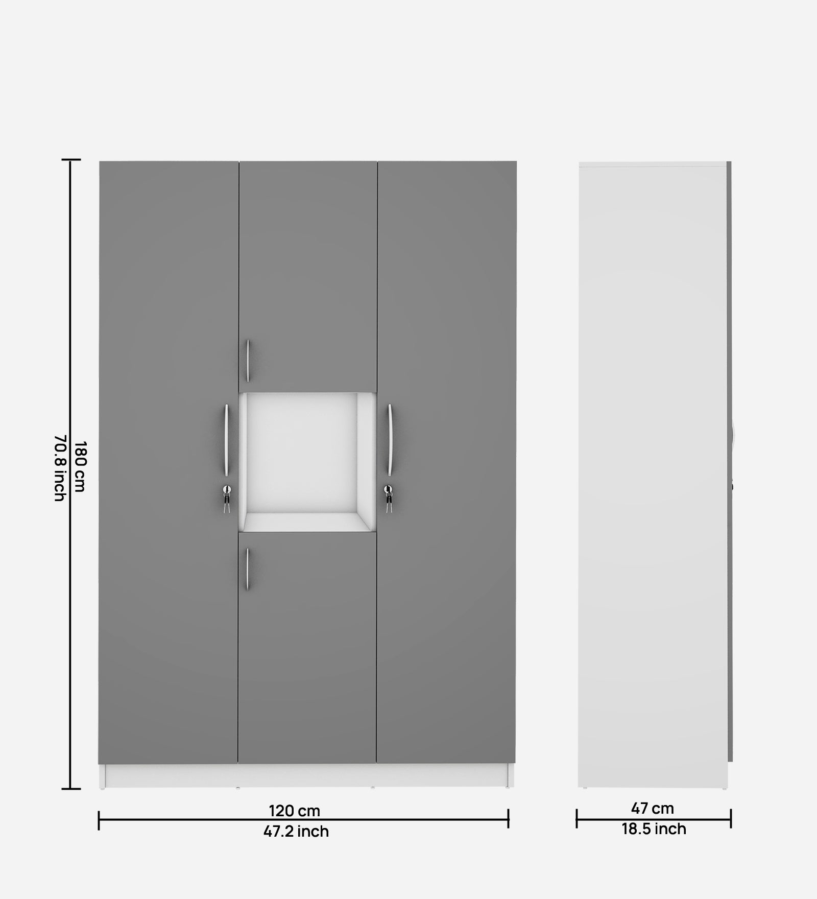 Castle 4 Door Wardrobe, Grey & Frosty White