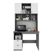 Avenly Study Table with O/H Storage | Grey and Frosty White