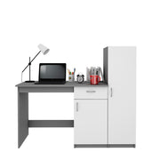 Eager Study Table with O/H Storage | Grey and Frosty White