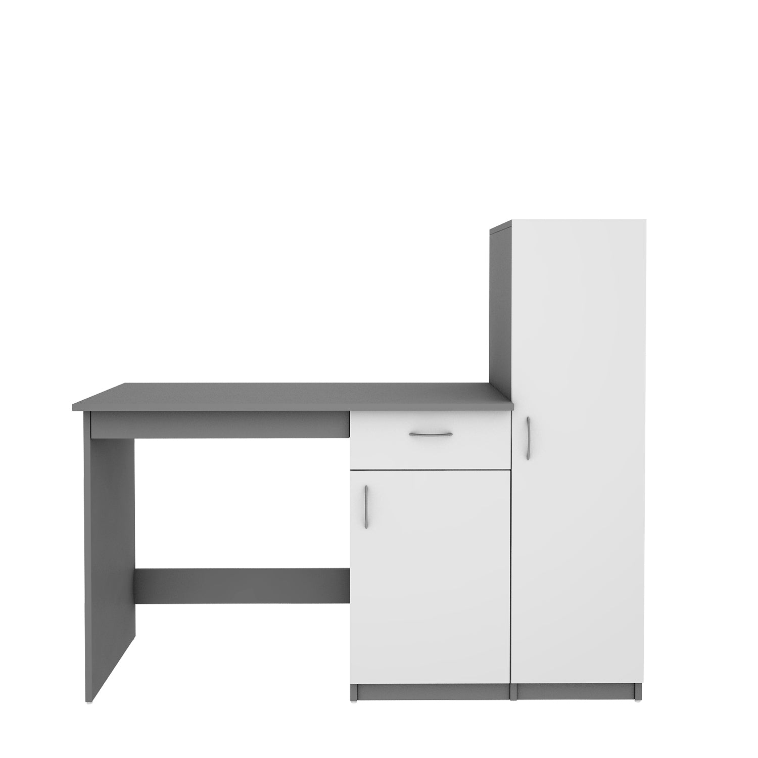 Eager Study Table with O/H Storage | Grey and Frosty White