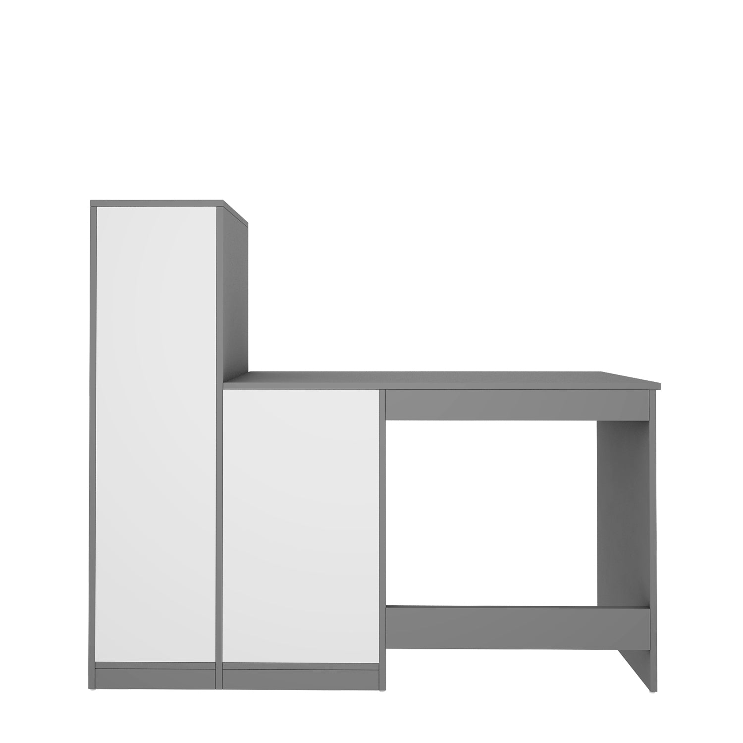 Eager Study Table with O/H Storage | Grey and Frosty White