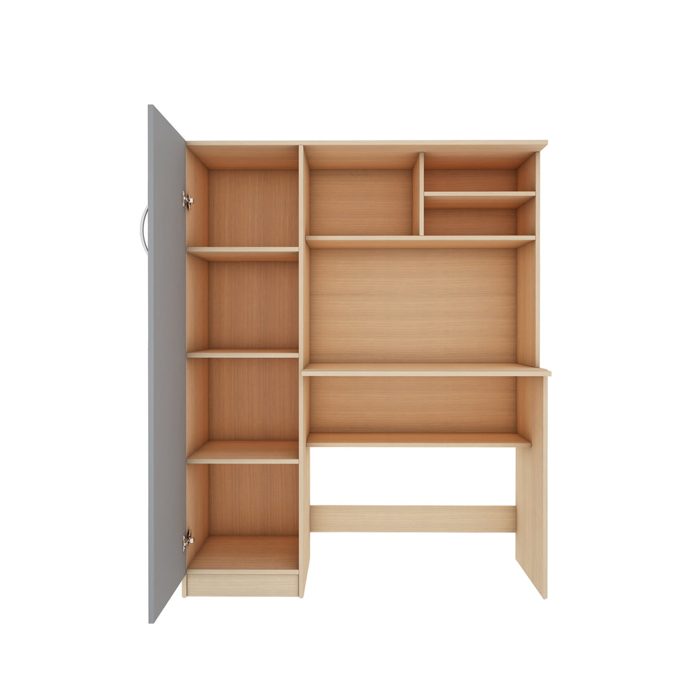 Nector Home Office Table | Beige Teak and Gothic Grey