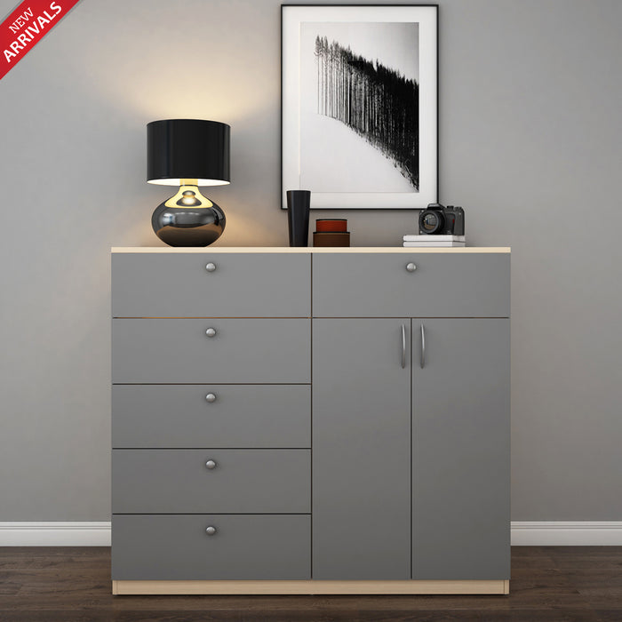 Jardin Chest of drawer | Beige Teak and Gothic Grey