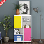 Orbit Bookcase | Yellow, Pink and Frosty White