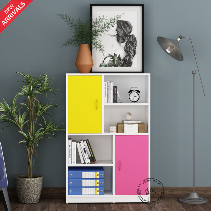 Orbit Bookcase | Yellow, Pink and Frosty White