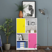 Orbit Bookcase | Yellow, Pink and Frosty White