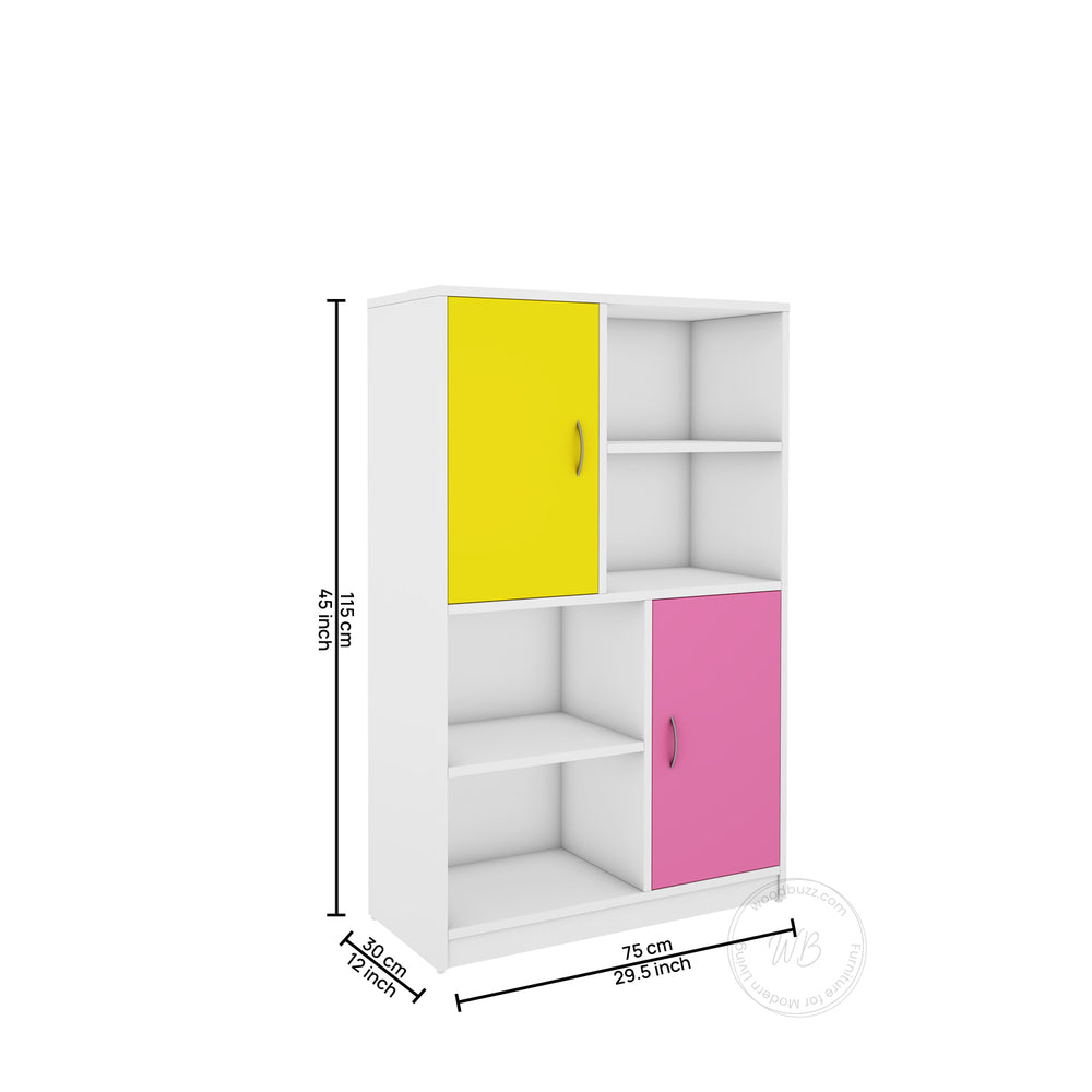 Orbit Bookcase | Yellow, Pink and Frosty White