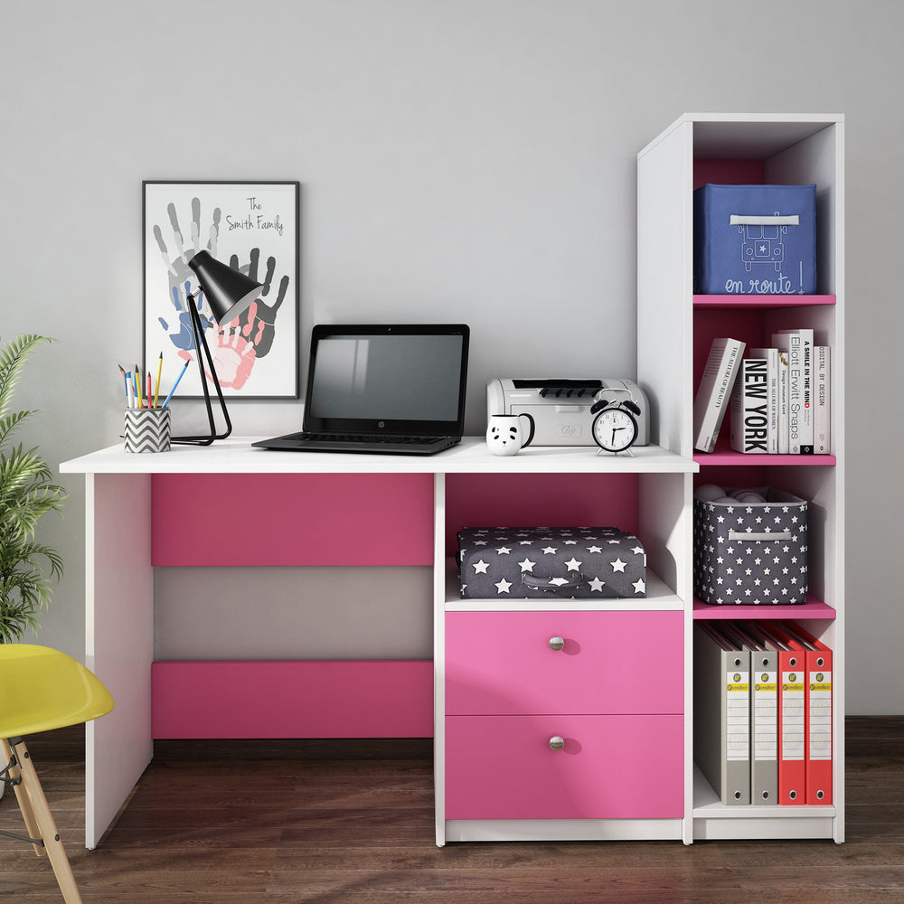 Claret Study Table | Pink and Frosty White