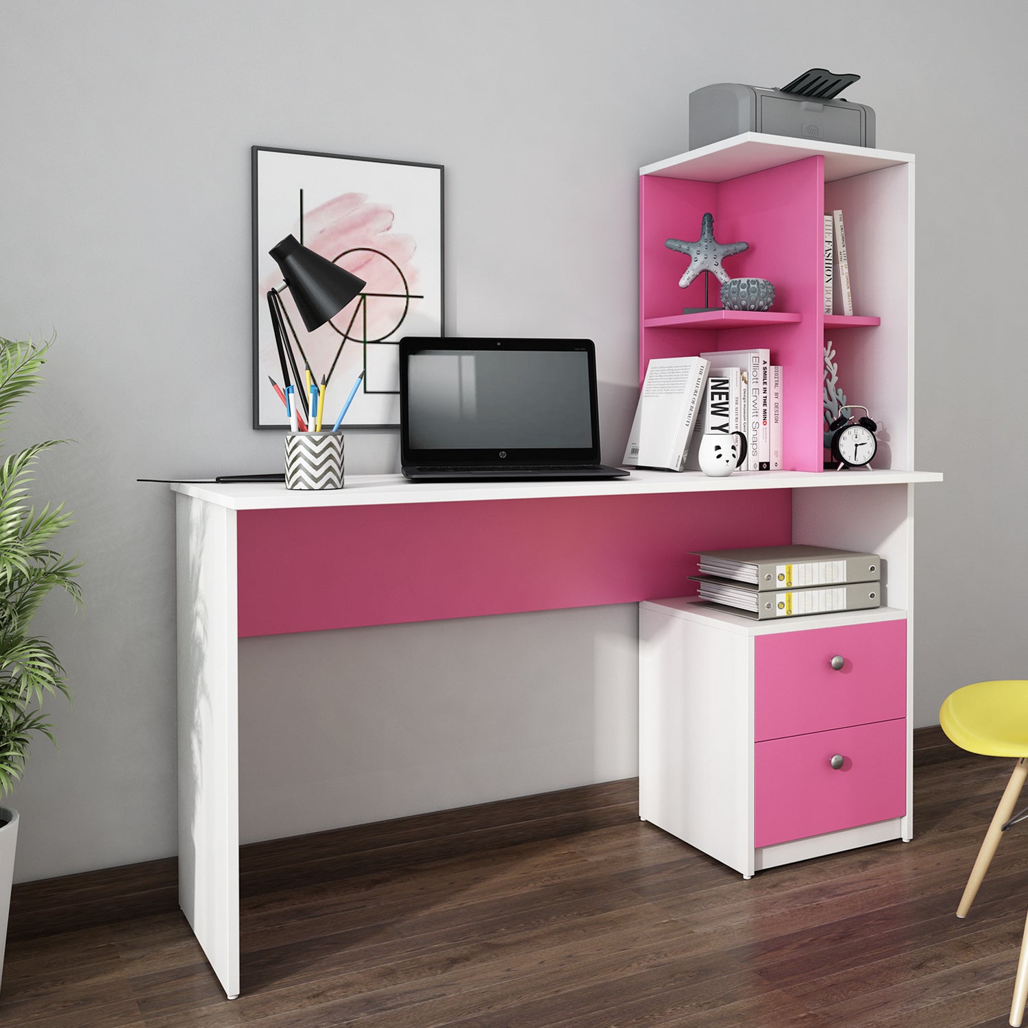 Eliot Study Table | Large | Pink and Frosty White