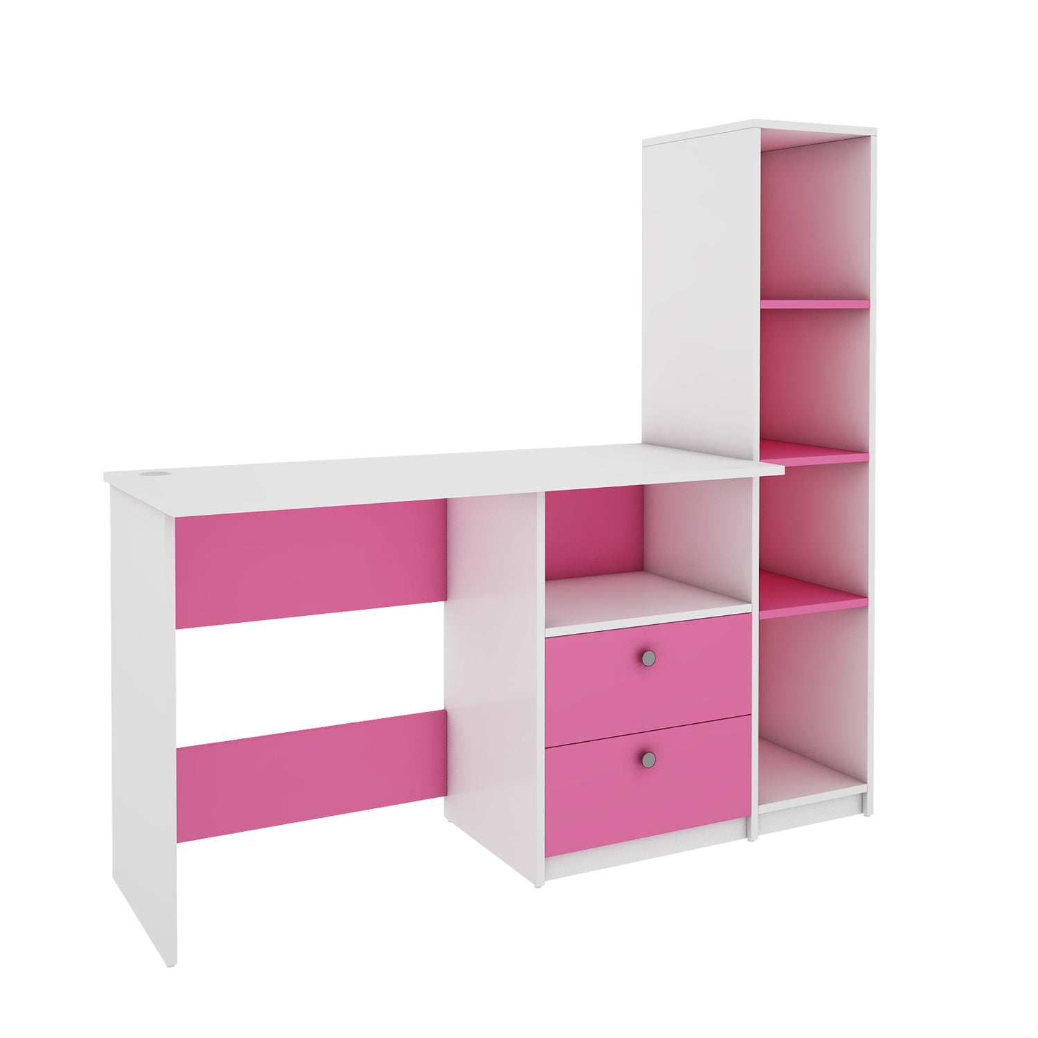 Claret Study Table | Pink and Frosty White