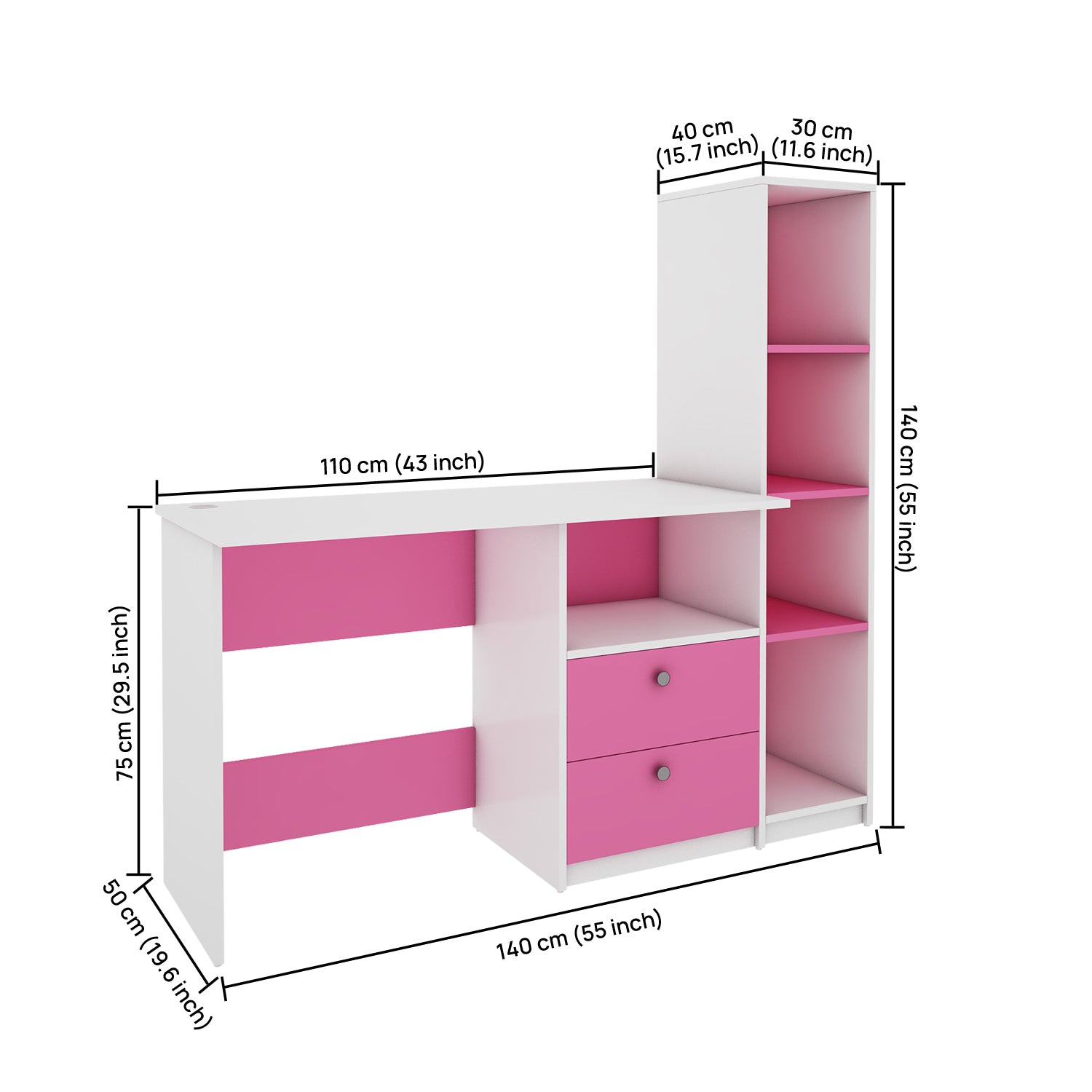 Claret Study Table | Pink and Frosty White