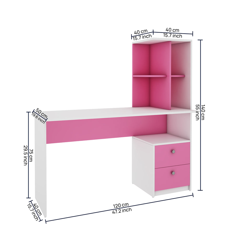 Eliot Study Table | Large | Pink and Frosty White