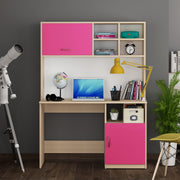 Passion Study Table | Beige Teak, Pink and Frosty White