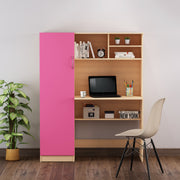 Nector Home Office Table | Beige Teak and Pink