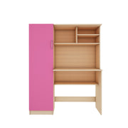 Nector Home Office Table | Beige Teak and Pink