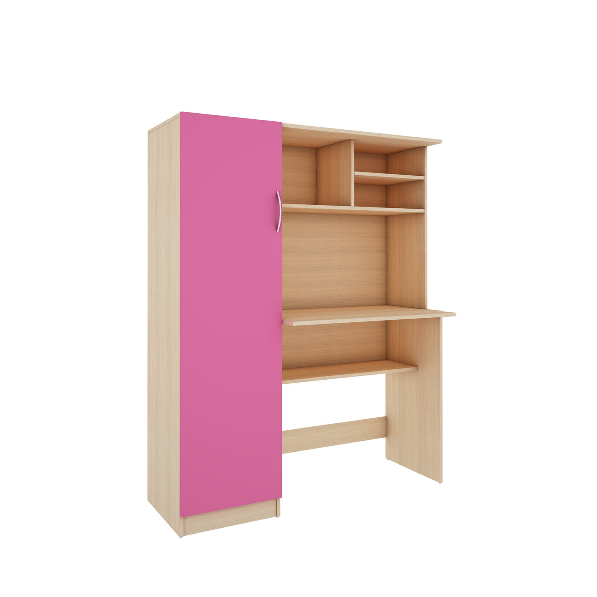 Nector Home Office Table | Beige Teak and Pink