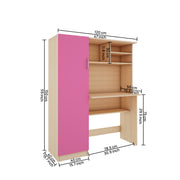 Nector Home Office Table | Beige Teak and Pink